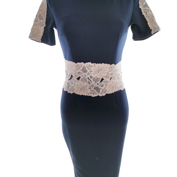 AX PARIS Vintage Vibe Lace Accent Waist & Bodice Blue NWT NEW Sz 4 - Picture 15 of 16